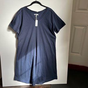 Stitchdrop High Low Short Sleeve Shirt Dress | Navy Blue | XLarge